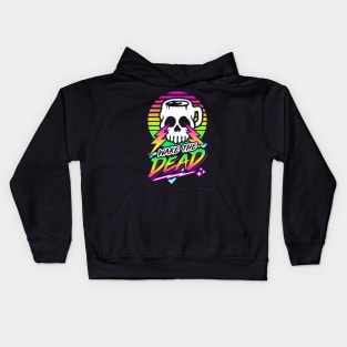 Wake The Dead (Skull Mug) Retro Neon Synthwave 80s 90s Kids Hoodie